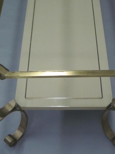 Maison Jansen French Modern Neoclassical Lacquer Glass 2 Tier Cocktail Table Maison Jansen