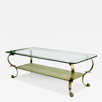 Maison Jansen French Modern Neoclassical Lacquer Glass 2 Tier Cocktail Table Maison Jansen