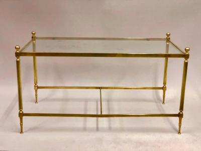 Maison Jansen French Modern Neoclassical Solid Brass and Glass Coffee Table by Maison Jansen