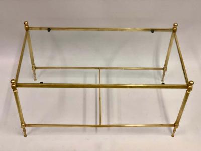 Maison Jansen French Modern Neoclassical Solid Brass and Glass Coffee Table by Maison Jansen