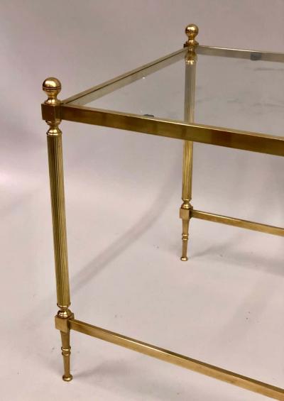 Maison Jansen French Modern Neoclassical Solid Brass and Glass Coffee Table by Maison Jansen