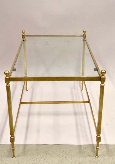 Maison Jansen French Modern Neoclassical Solid Brass and Glass Coffee Table by Maison Jansen