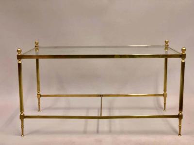 Maison Jansen French Modern Neoclassical Solid Brass and Glass Coffee Table by Maison Jansen