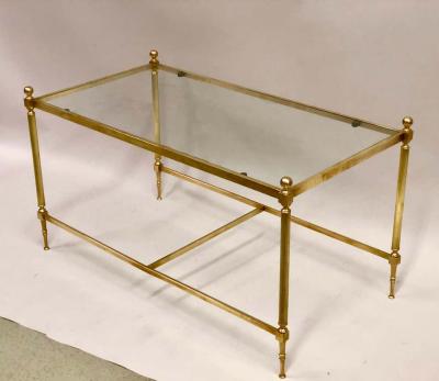 Maison Jansen French Modern Neoclassical Solid Brass and Glass Coffee Table by Maison Jansen