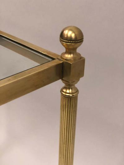 Maison Jansen French Modern Neoclassical Solid Brass and Glass Coffee Table by Maison Jansen