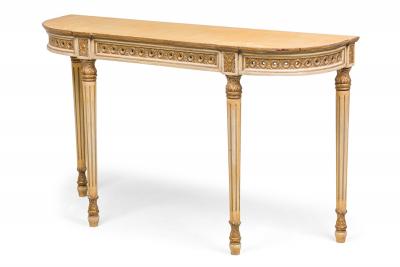 Maison Jansen French Neo Classic White and Parcel Gilt Console Tables with Paint