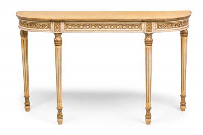 Maison Jansen French Neo Classic White and Parcel Gilt Console Tables with Paint