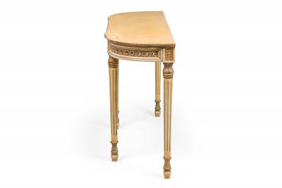 Maison Jansen French Neo Classic White and Parcel Gilt Console Tables with Paint