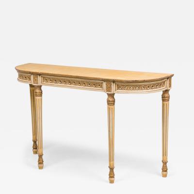 Maison Jansen French Neo Classic White and Parcel Gilt Console Tables with Paint