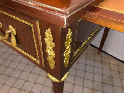 Maison Jansen French Tortoise Wood Louis XVI Style Maison Jansen Partners Desk or Bureau Plat