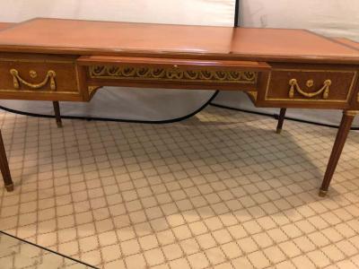 Maison Jansen French Tortoise Wood Louis XVI Style Maison Jansen Partners Desk or Bureau Plat