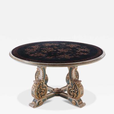 Maison Jansen French gilt carved and painted round table attributed to Jansen C 1945 