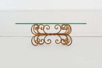 Maison Jansen Gilt Wrought Iron Coffee Table in the Style of Maison Jansen