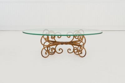 Maison Jansen Gilt Wrought Iron Coffee Table in the Style of Maison Jansen