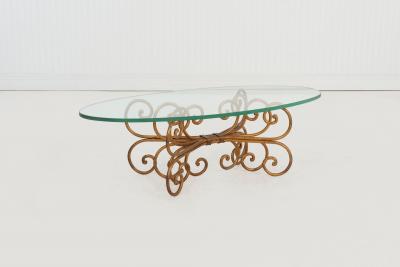 Maison Jansen Gilt Wrought Iron Coffee Table in the Style of Maison Jansen