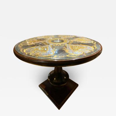 Maison Jansen Gueridon Occasional Table Verre glomis Glass Inset Circular Top