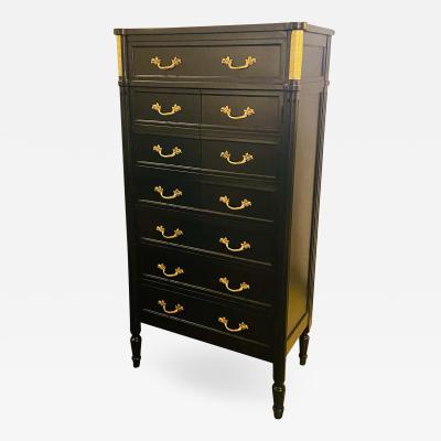 Maison Jansen Hollywood Regency Bar Abattant or Ebony Chest in Manner of Maison Jansen