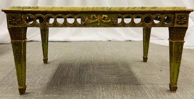 Maison Jansen Hollywood Regency Coffee Table by Maison Jansen Marble Top Painted