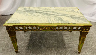 Maison Jansen Hollywood Regency Coffee Table by Maison Jansen Marble Top Painted