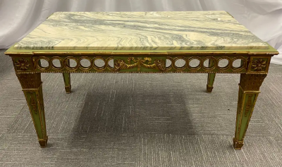 Maison Jansen Hollywood Regency Coffee Table by Maison Jansen Marble Top Painted