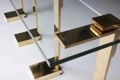 Maison Jansen Hollywood Regency Console Table in Brass in the Style of Maison Jansen 1970s