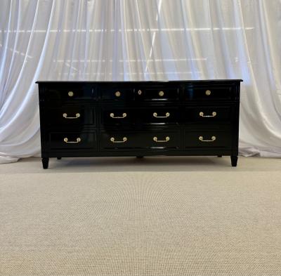 Maison Jansen Hollywood Regency Ebony Dresser Sideboard Chest Commode or Cabinet Bronze