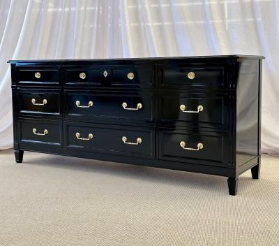 Maison Jansen Hollywood Regency Ebony Dresser Sideboard Chest Commode or Cabinet Bronze