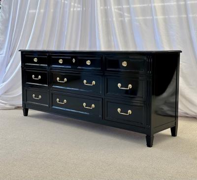 Maison Jansen Hollywood Regency Ebony Dresser Sideboard Chest Commode or Cabinet Bronze