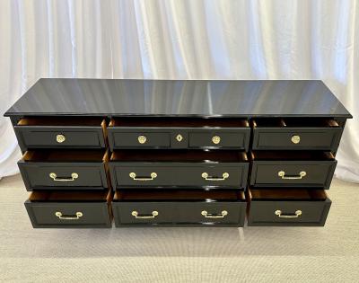 Maison Jansen Hollywood Regency Ebony Dresser Sideboard Chest Commode or Cabinet Bronze