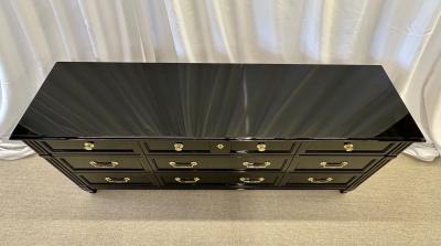 Maison Jansen Hollywood Regency Ebony Dresser Sideboard Chest Commode or Cabinet Bronze