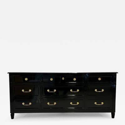 Maison Jansen Hollywood Regency Ebony Dresser Sideboard Chest Commode or Cabinet Bronze