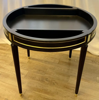 Maison Jansen Hollywood Regency Ebony Game Card Table Louis XVI Style Bronze Mounted