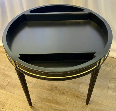 Maison Jansen Hollywood Regency Ebony Game Card Table Louis XVI Style Bronze Mounted