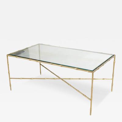 Maison Jansen Hollywood Regency Gilt Metal Faux Bamboo Cocktail Coffee Table