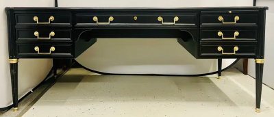 Maison Jansen Hollywood Regency Jansen Style Ebony Desk Writing Table Louis XVI Bronze