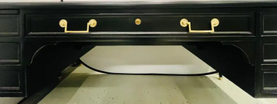 Maison Jansen Hollywood Regency Jansen Style Ebony Desk Writing Table Louis XVI Bronze