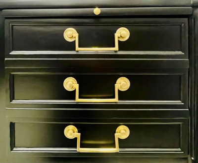 Maison Jansen Hollywood Regency Jansen Style Ebony Desk Writing Table Louis XVI Bronze