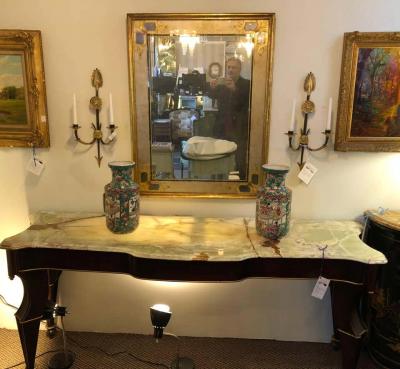 Maison Jansen Hollywood Regency Jansen glomis Wall or Console Mirror Stamped on Reverse