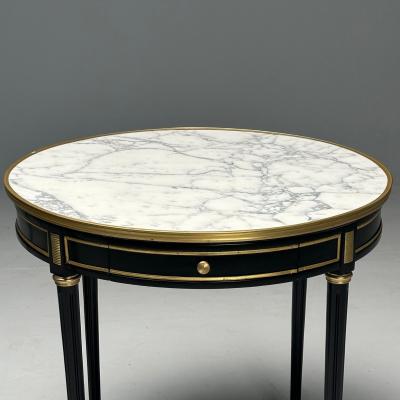 Maison Jansen Hollywood Regency Louis XVI Style Bouiliotte End Tables Black Paint Bronze