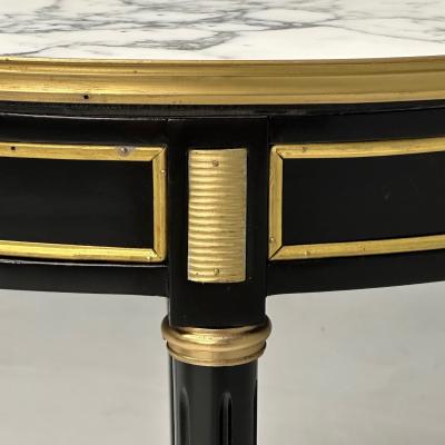 Maison Jansen Hollywood Regency Louis XVI Style Bouiliotte End Tables Black Paint Bronze