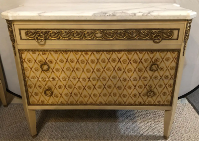 Maison Jansen Hollywood Regency Maison Jansen Style Bronze Mounted Commodes Chests Nightstands