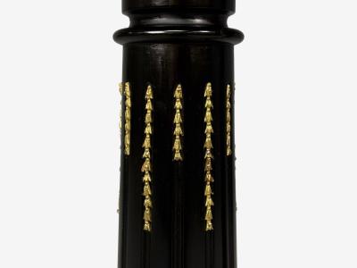 Maison Jansen Hollywood Regency Marble Top Pedestals Ebonized Wood Bronze France 1960s