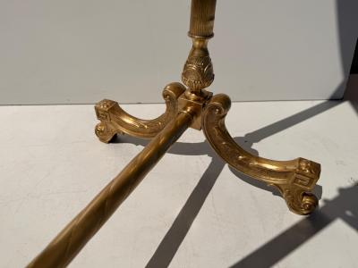 Maison Jansen Hollywood Regency Neoclassical Brass Cheval Floor Mirror 1970s