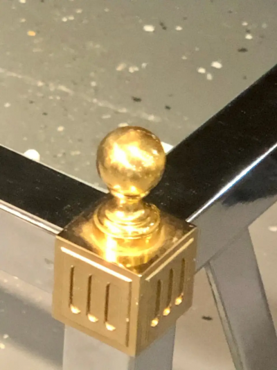 Maison Jansen Hollywood Regency Style Console TV Table Steel and Brass Jansen Fashioned