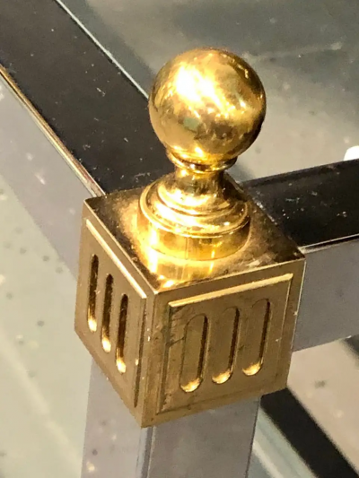 Maison Jansen Hollywood Regency Style Console TV Table Steel and Brass Jansen Fashioned