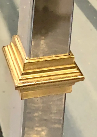 Maison Jansen Hollywood Regency Style Console TV Table Steel and Brass Jansen Fashioned