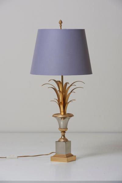 Maison Jansen Huge Maison Charles Pinapple Table Lamp in Brass and Chrome