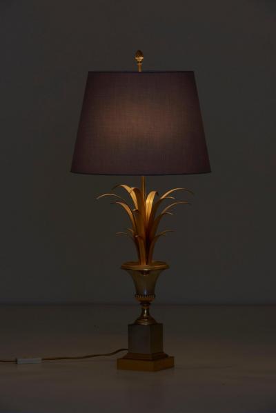 Maison Jansen Huge Maison Charles Pinapple Table Lamp in Brass and Chrome