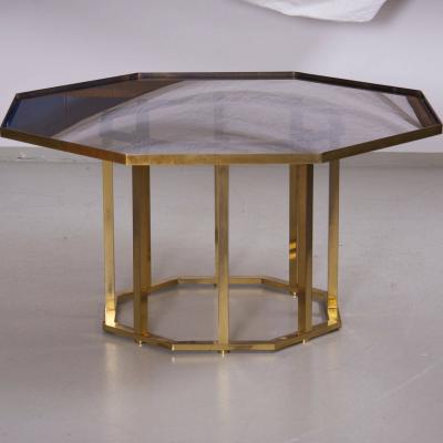 Maison Jansen Huge Maison Jansen Octagonal Coffee Table in Massive Brass