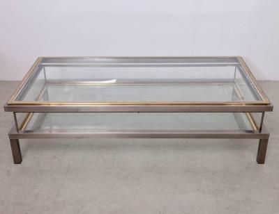 Maison Jansen Huge Maison Jansen Sliding Top Coffee Table in Brass and Chrome